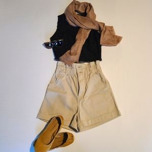 Beige High Waisted Shorts